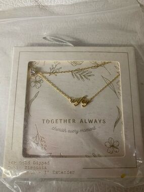 Together Gold 'Wifey' Script Necklace with CZ Accent